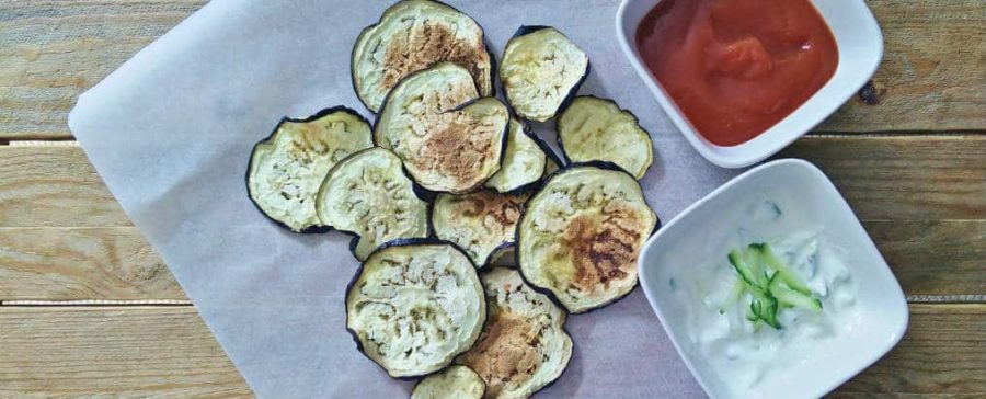 dit is een recept voor groentechips van aubergine